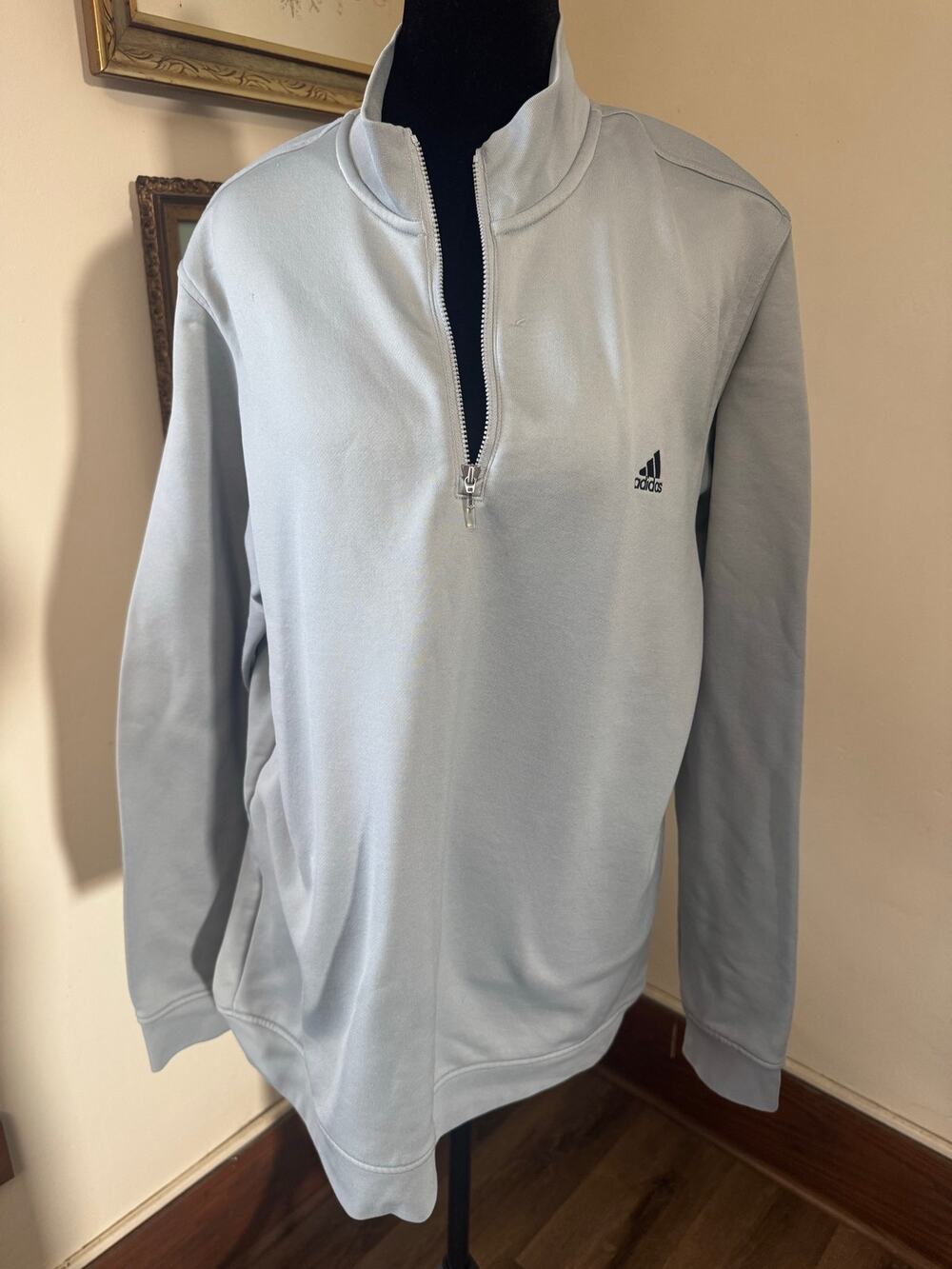 Adidas Golf ClimaLite Men's L Light Gray Quarter Zip Pullover Performance